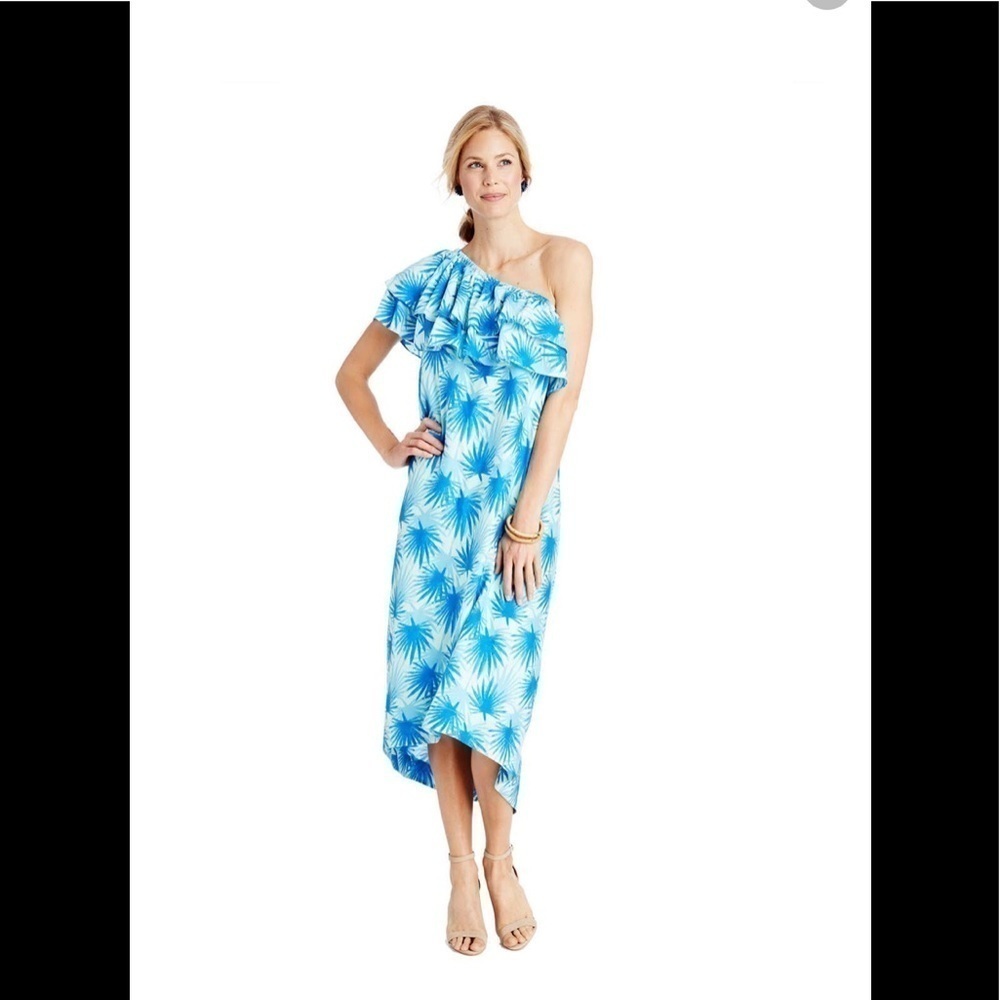 Vineyard vines one shoulder electric palm dress